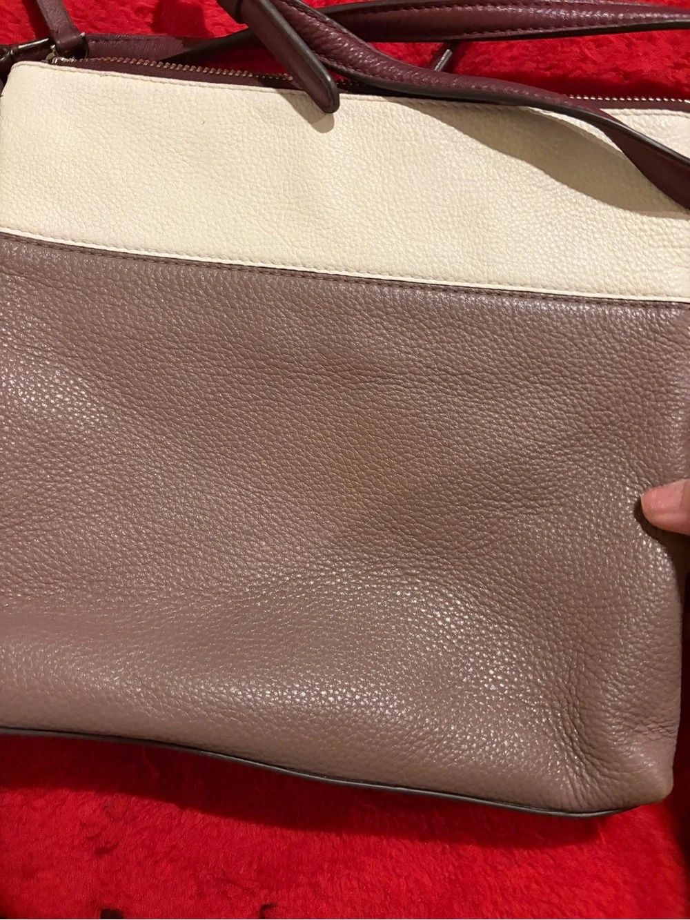 kate spade Cream and Taupe Pebbled Leather Crossbody